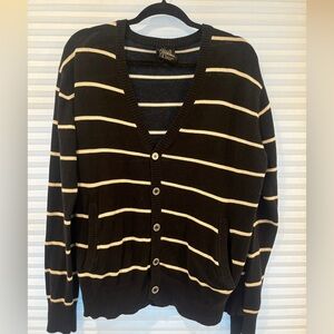 Collection B Men's Black and Cream Cardigan